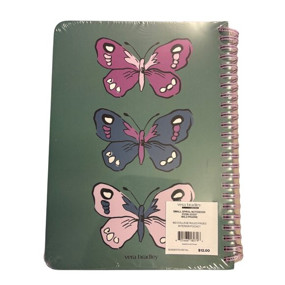 Vera Bradley Small Spiral Notebook WILD PRAIRIE Butterfly 160 Sheets Interior Po - Picture 2 of 4